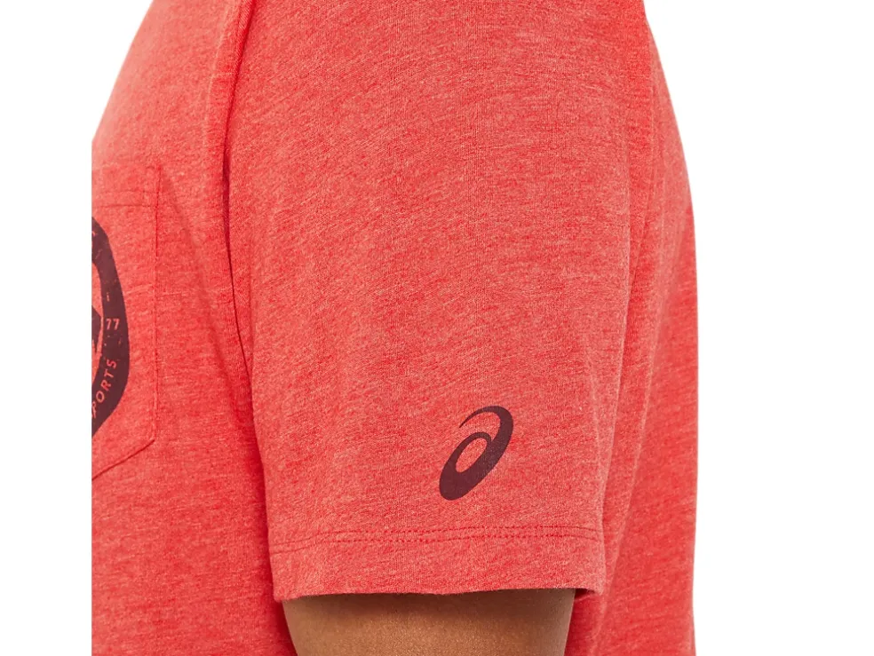Discount ASICS 1977 MOUNTAIN TEE Classic Red Heather