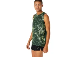 Cheap ASICS ALL OVER PRINT SINGLET Rain Forest/Glow Yellow