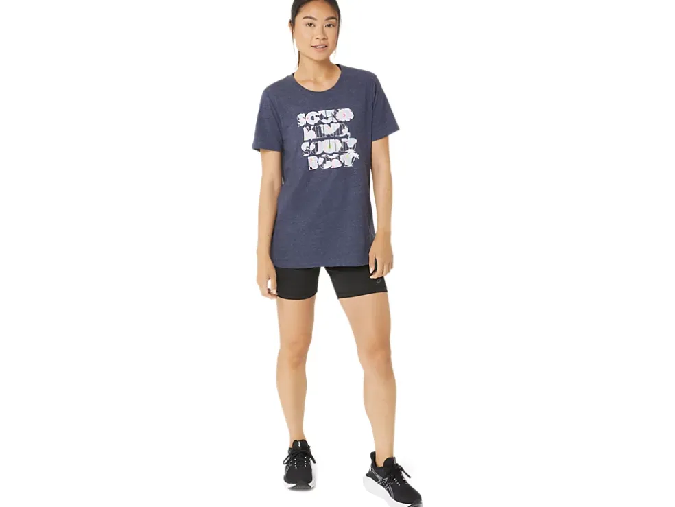 Cheap ASICS HIBISCUS SLOGAN CREW Peacoat Heather