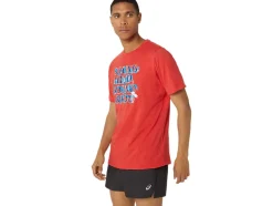 Sale ASICS HIBISCUS SLOGAN TEE Classic Red Heather