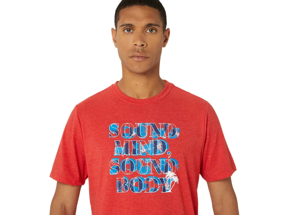 Sale ASICS HIBISCUS SLOGAN TEE Classic Red Heather
