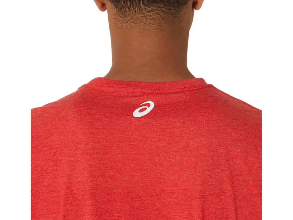 Sale ASICS HIBISCUS SLOGAN TEE Classic Red Heather