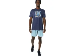 Clearance ASICS HIBISCUS SLOGAN TEE Peacoat Heather