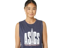 Discount ASICS NYC CITYSCAPE RUN MUSCLE TEE Peacoat Heather