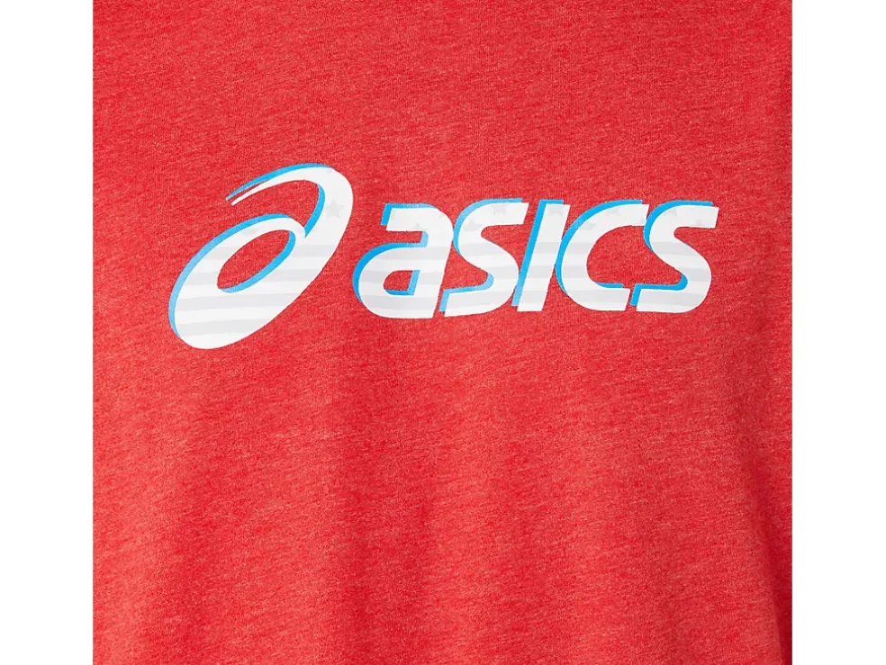 Fashion ASICS STANDOUT FOURTH SHORT SLEEVE Classic Red Heather
