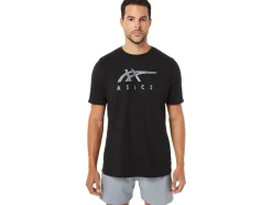 New ASICS STRIPE SHORT SLEEVE TEE Performance Black