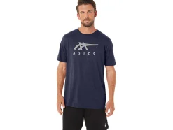 Hot ASICS STRIPE SHORT SLEEVE TEE Peacoat Heather