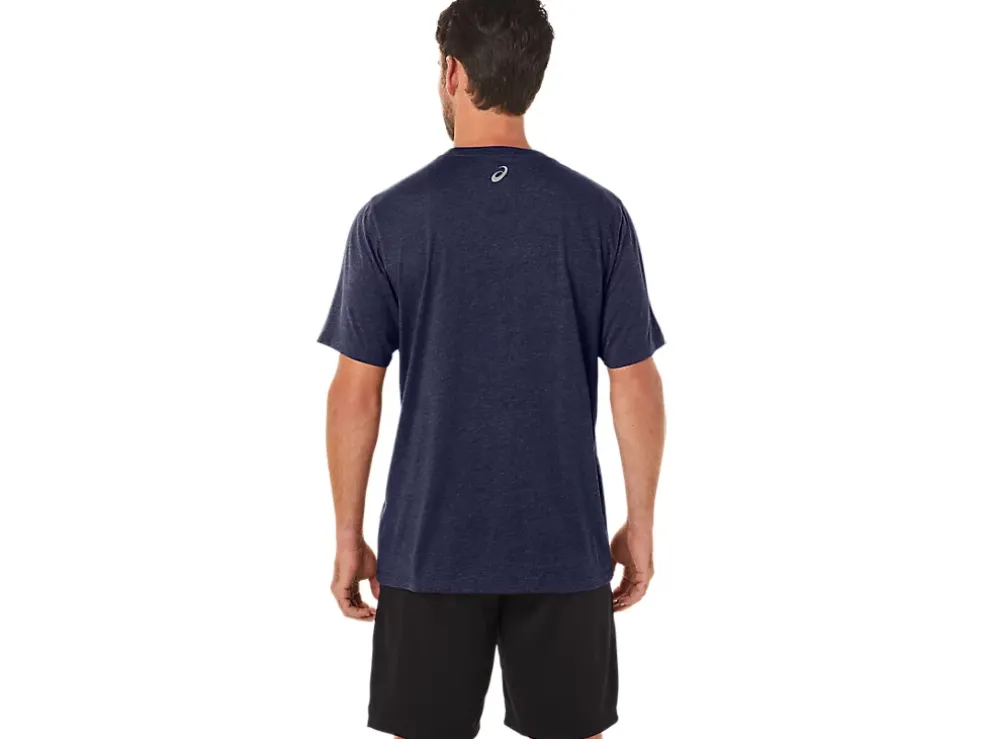 Hot ASICS STRIPE SHORT SLEEVE TEE Peacoat Heather