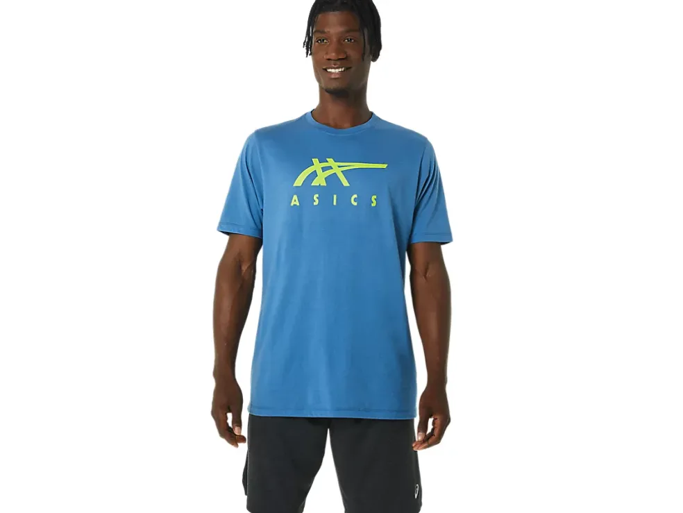 Clearance ASICS STRIPE SHORT SLEEVE TEE Azure