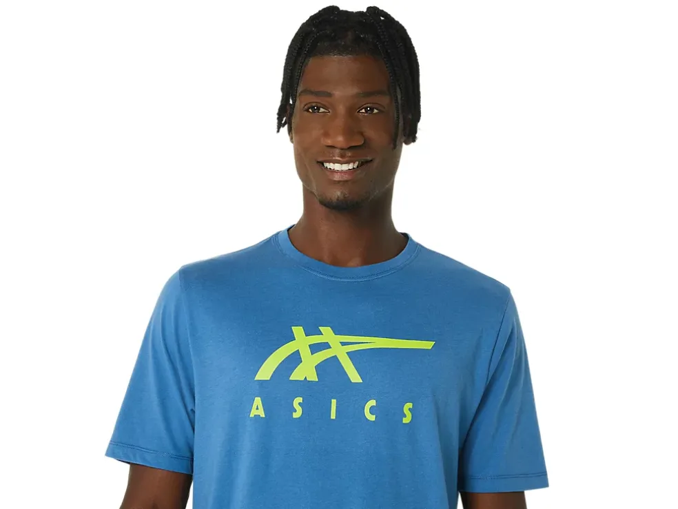 Clearance ASICS STRIPE SHORT SLEEVE TEE Azure