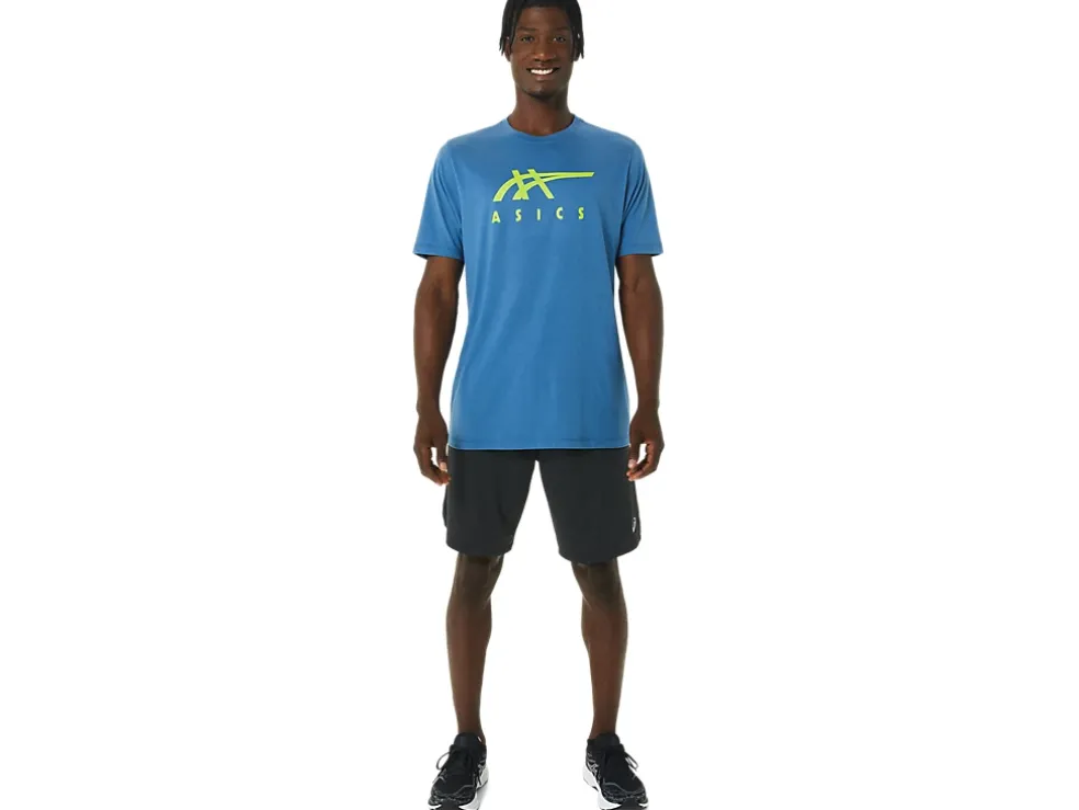 Clearance ASICS STRIPE SHORT SLEEVE TEE Azure