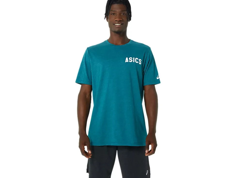 Clearance ASICS STRIPES SUNRISE TEE Velvet Pine Heather