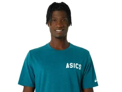 Clearance ASICS STRIPES SUNRISE TEE Velvet Pine Heather