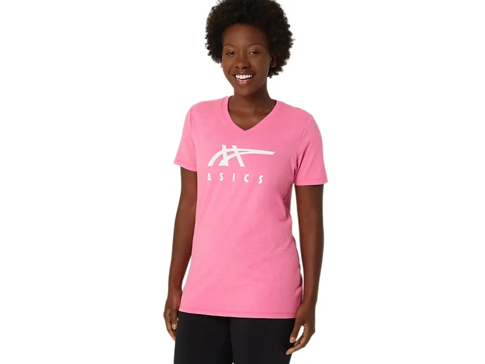 Discount ASICS STRIPES V-NECK Hot Pink