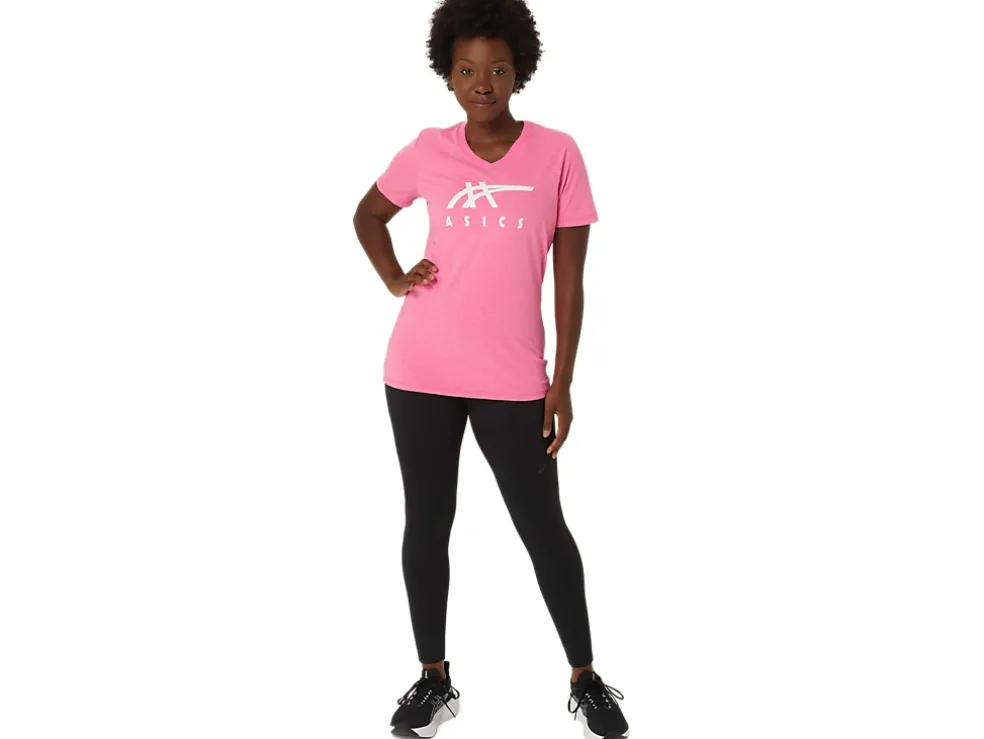 Discount ASICS STRIPES V-NECK Hot Pink