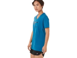 Best ASICS STRIPES V-NECK Reborn Blue