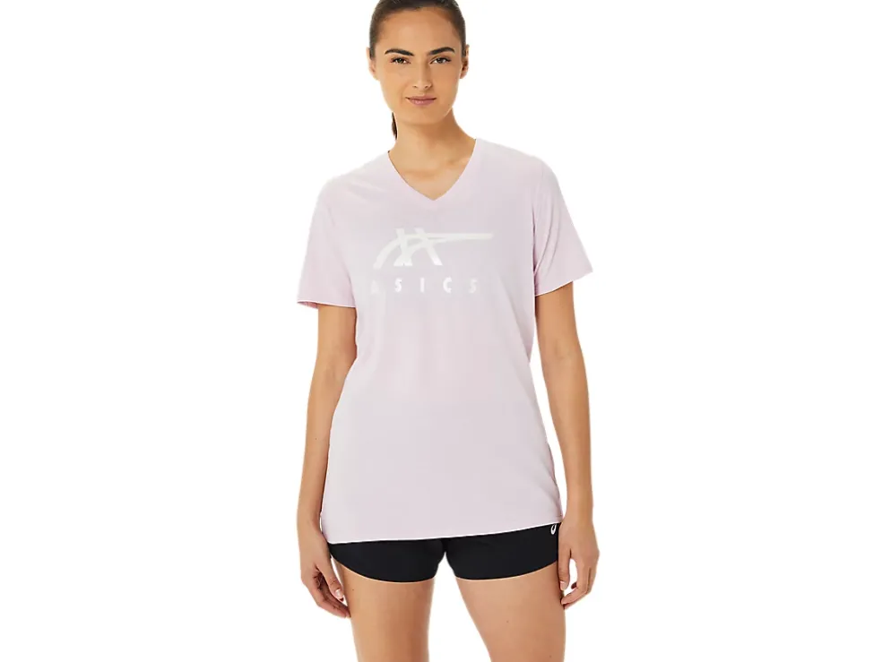 Online ASICS STRIPES V-NECK Barely Rose