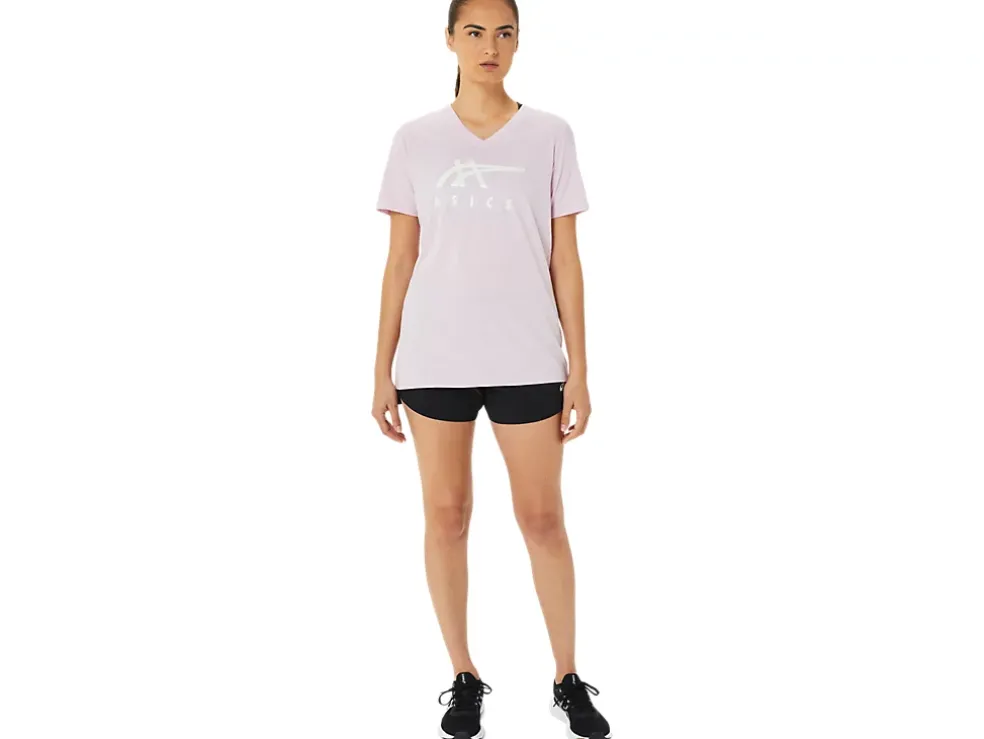 Online ASICS STRIPES V-NECK Barely Rose