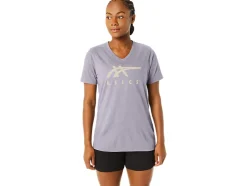 Store ASICS STRIPES V-NECK Dusk Violet
