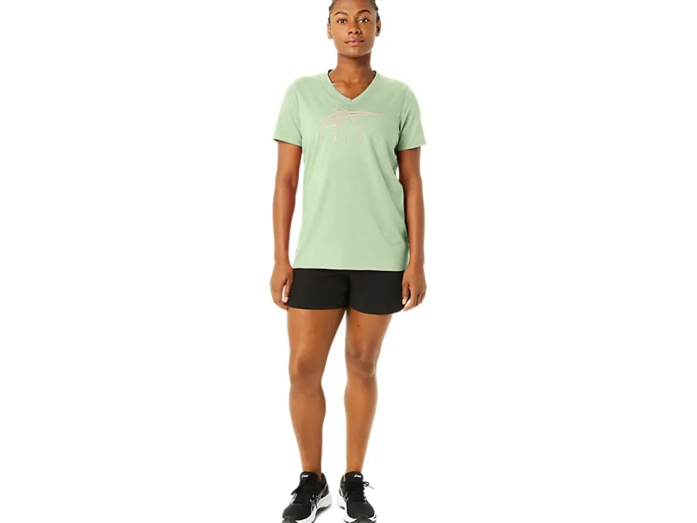 Hot ASICS STRIPES V-NECK Whisper Green Heather