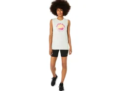 Store ASICS SUN IN THE SKY SLOGAN MUSCLE TEE Whisper Green Heather