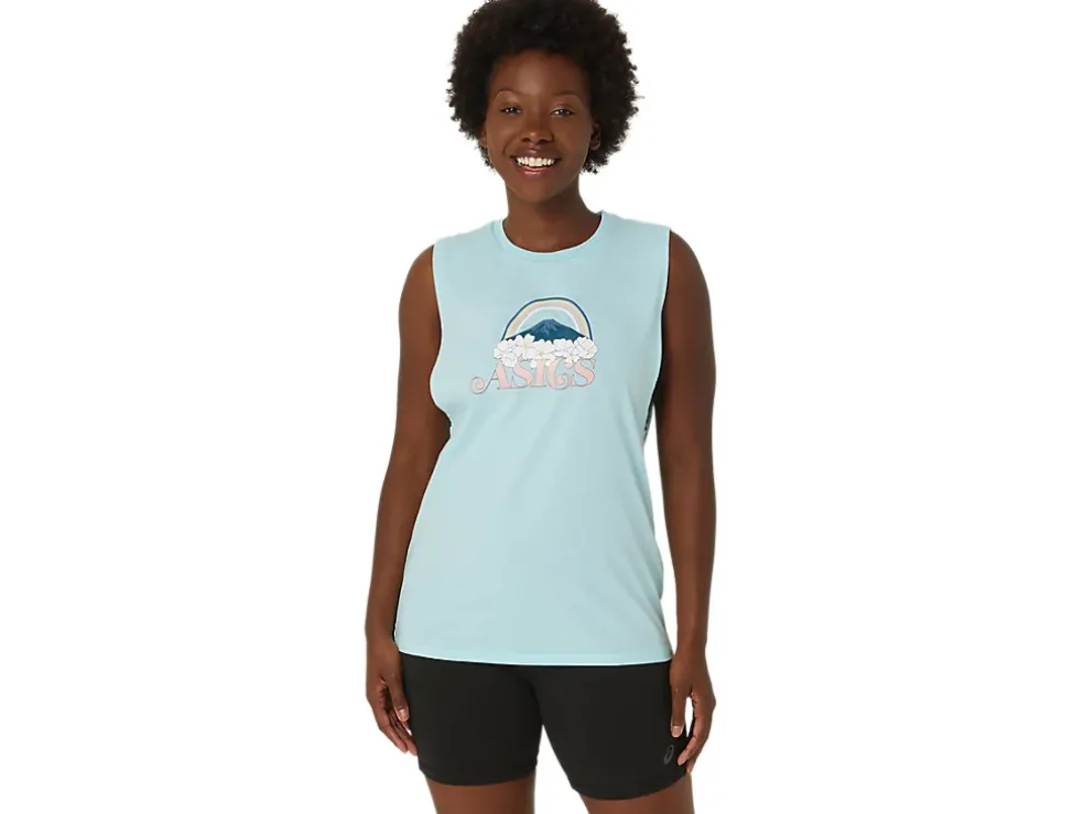 Sale ASICS YOUR ADVENTURE MUSCLE TEE Clear Blue