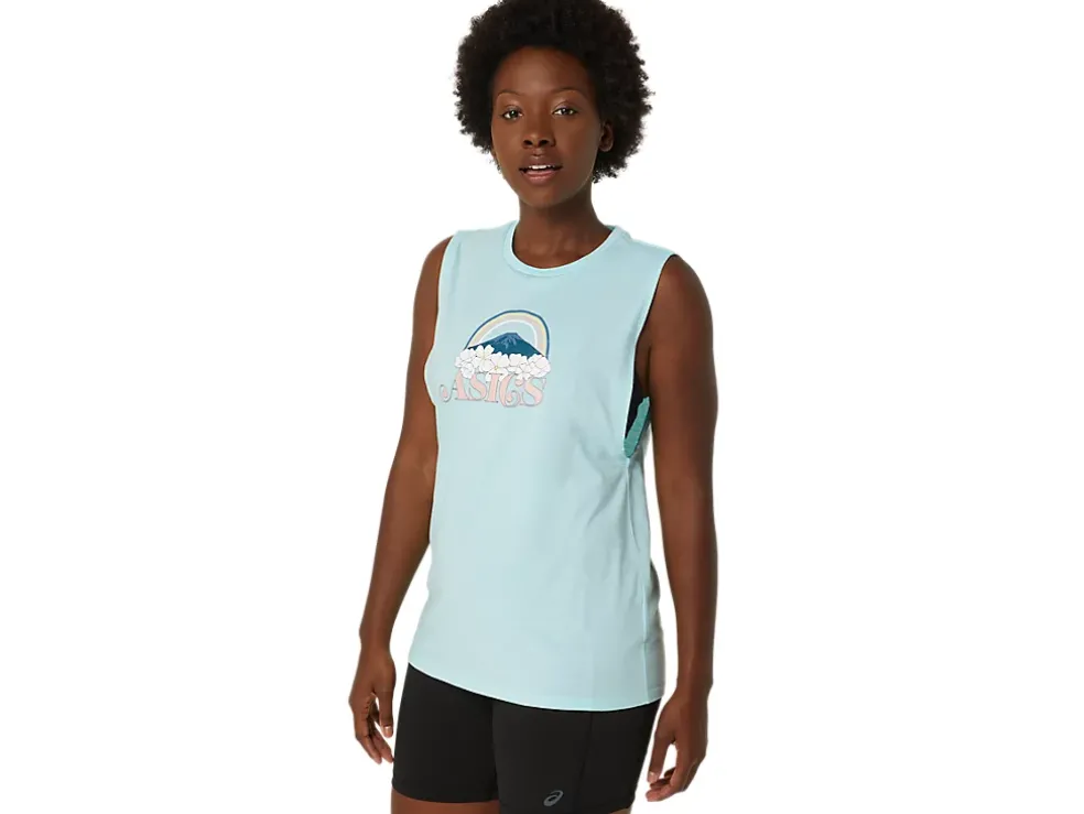 Sale ASICS YOUR ADVENTURE MUSCLE TEE Clear Blue