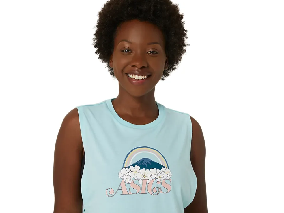 Sale ASICS YOUR ADVENTURE MUSCLE TEE Clear Blue