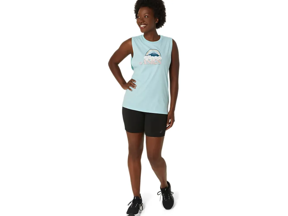Sale ASICS YOUR ADVENTURE MUSCLE TEE Clear Blue