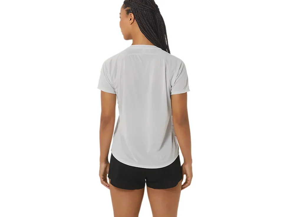 Discount ASICS CJ-LINE LIGHT SHORT SLEEVE TOP Glacier Grey/Electric Red
