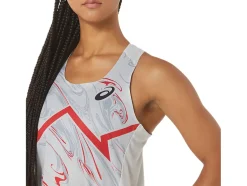 New ASICS CJ-LINE LIGHT SINGLET Glacier Grey/Electric Red