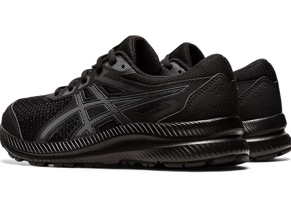 Discount ASICS CONTEND 8 GRADE SCHOOL Black/Carrier Grey