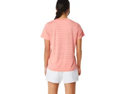 Clearance ASICS COURT STRIPE SHORT SLEEVE TOP Guava