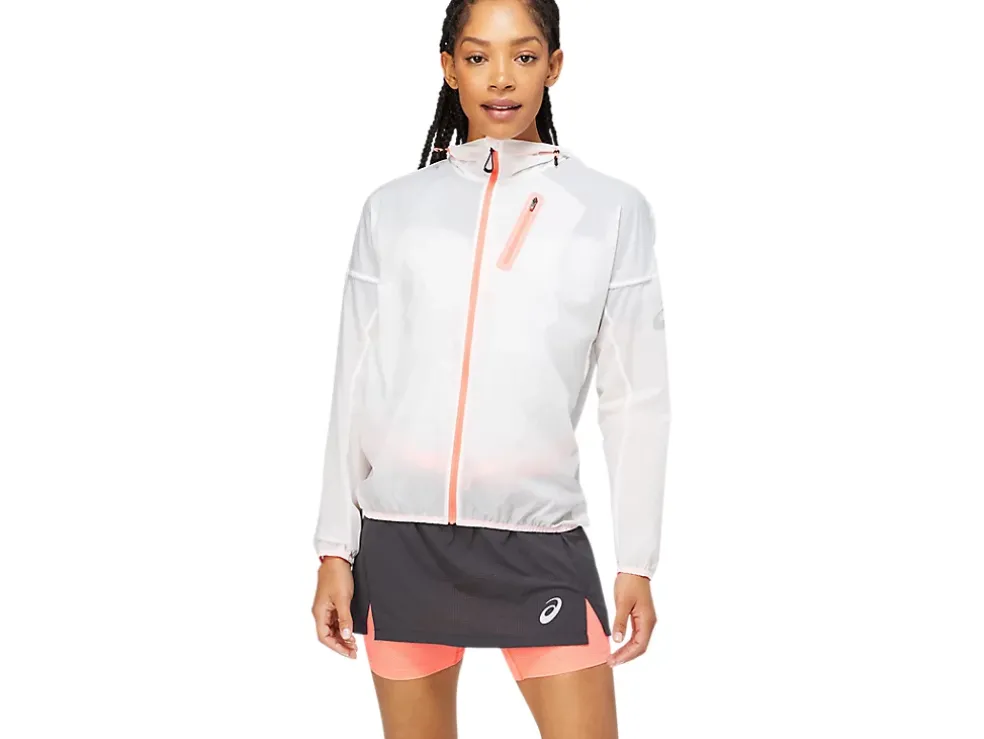 Cheap ASICS FUJITRAIL JACKET Brilliant White/Blazing Coral