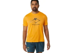 Discount ASICS FUJITRAIL LOGO SHORT SLEEVE TOP Fellow Yellow/Lichen Green/Graphite Grey