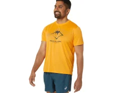 Discount ASICS FUJITRAIL LOGO SHORT SLEEVE TOP Fellow Yellow/Lichen Green/Graphite Grey