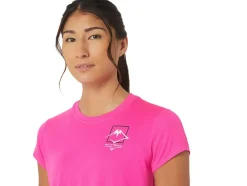 New ASICS FUJITRAIL LOGO SHORT SLEEVE TOP Pink Glo