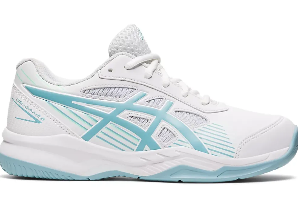 Shop ASICS GEL-GAME 8 GRADE SCHOOL White/Smoke Blue