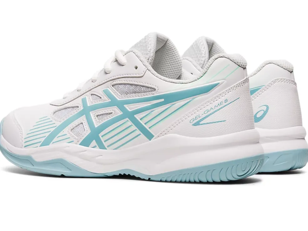 Shop ASICS GEL-GAME 8 GRADE SCHOOL White/Smoke Blue