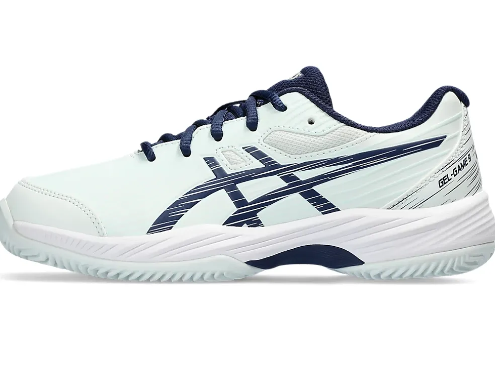 Shop ASICS GEL-GAME 9 GRADE SCHOOL CLAY/OC Pale Mint/Blue Expanse