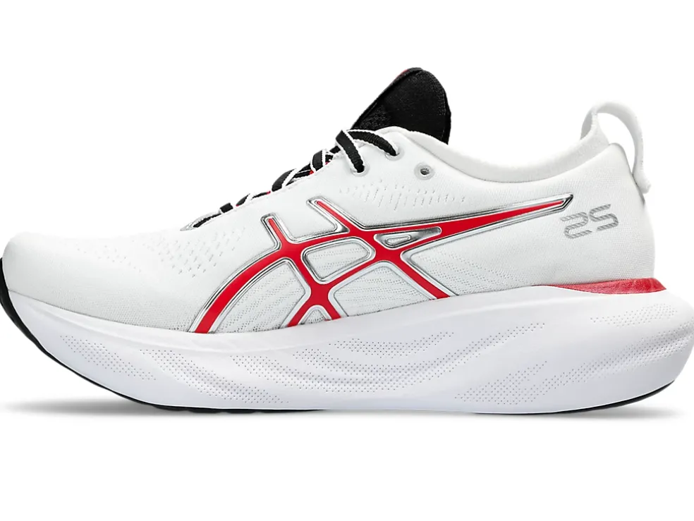 Cheap ASICS GEL-NIMBUS 25 ANNIVERSARY White/Classic Red