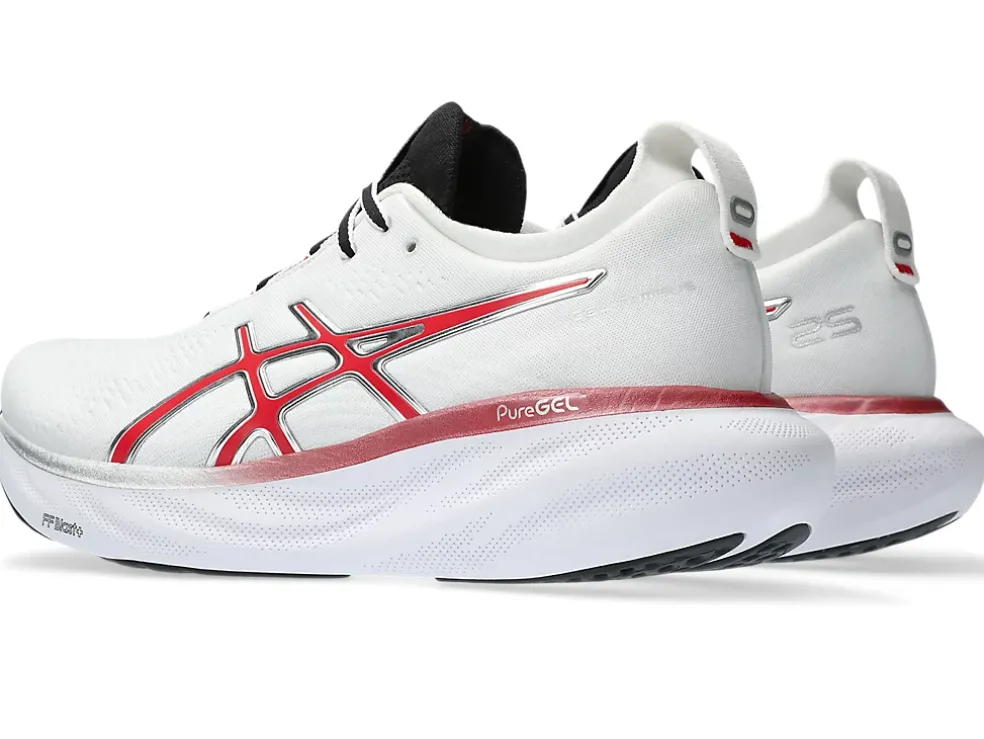 Cheap ASICS GEL-NIMBUS 25 ANNIVERSARY White/Classic Red