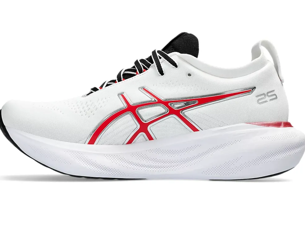 Cheap ASICS GEL-NIMBUS 25 ANNIVERSARY White/Classic Red