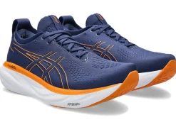 New ASICS GEL-NIMBUS 25 WIDE Deep Ocean/Bright Orange