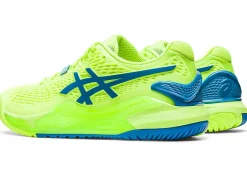 Cheap ASICS GEL-RESOLUTION 9 Hazard Green/Reborn Blue