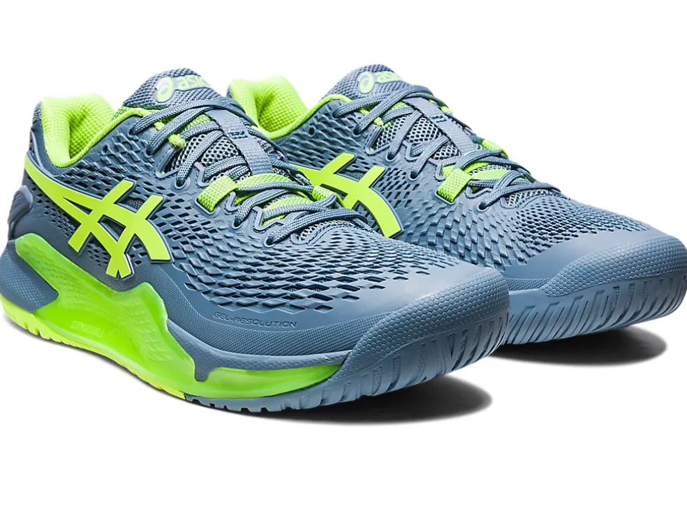 Shop ASICS GEL-RESOLUTION 9 Steel Blue/Hazard Green