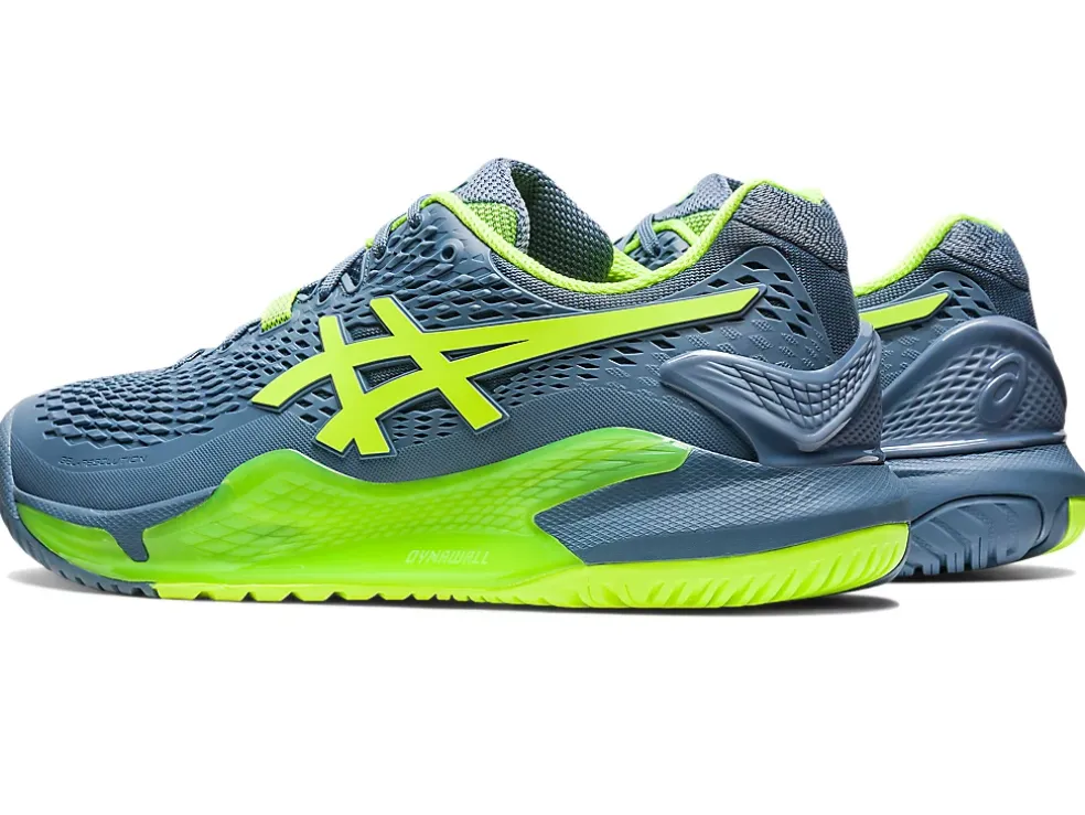 Shop ASICS GEL-RESOLUTION 9 Steel Blue/Hazard Green