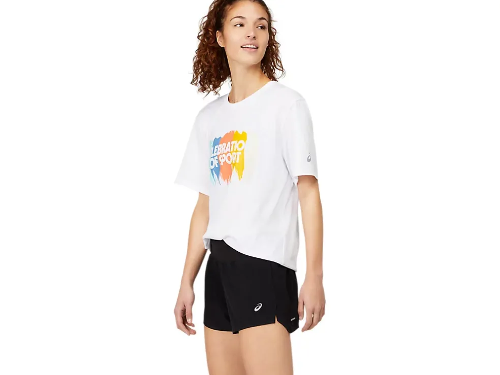 Hot ASICS GRAPHIC SHORT SLEEVE TOP Brilliant White