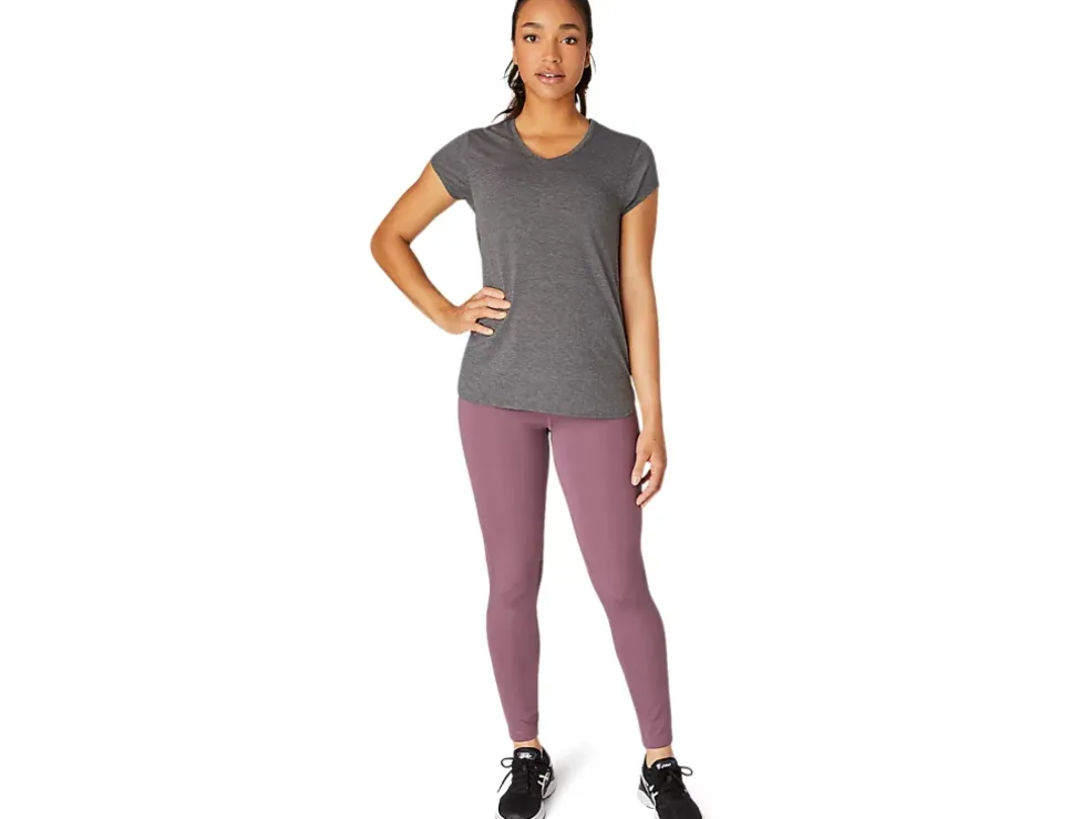 Hot ASICS HEATHER VNECK TOP Dark Grey Heather