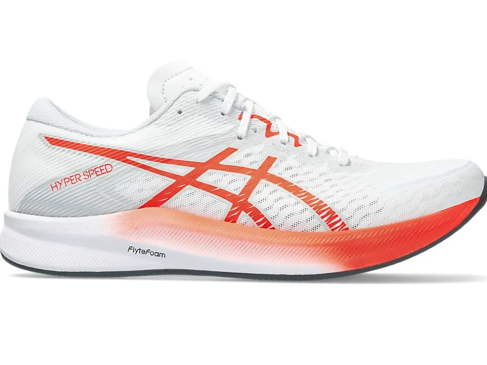New ASICS HYPER SPEED 3 White/Sunrise Red